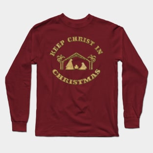 Keep Christ In Christmas Nativity Scene - Faux Gold Long Sleeve T-Shirt